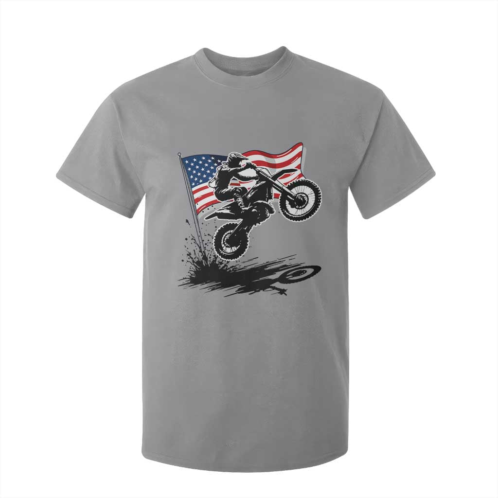 Dirt Bike American Flag Motocross T Shirt For Kid TS14 Sport Gray Print Your Wear