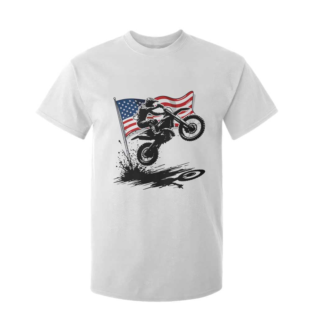 Dirt Bike American Flag Motocross T Shirt For Kid TS14 White Print Your Wear