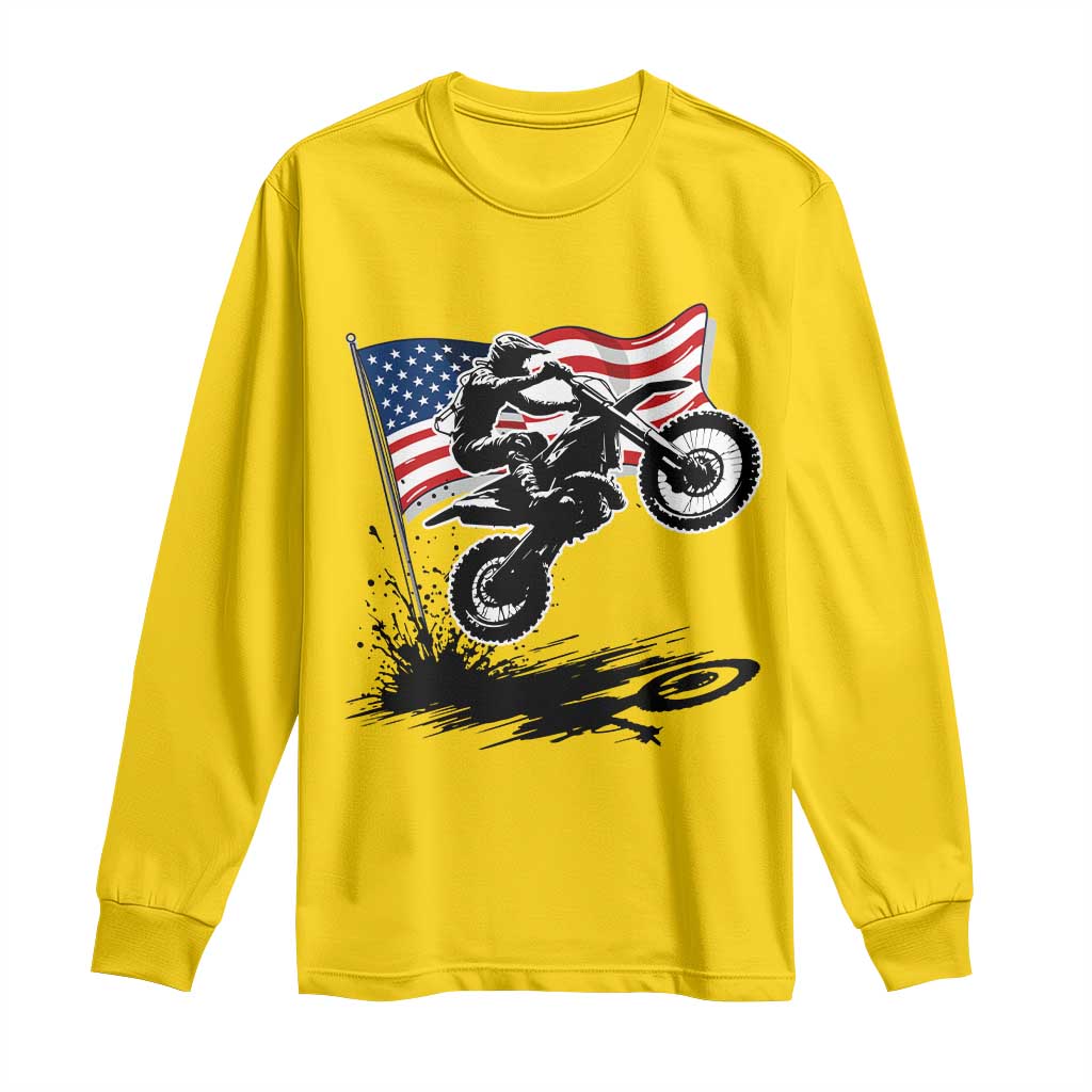 Dirt Bike American Flag Motocross Long Sleeve Shirt TS14 Daisy Print Your Wear