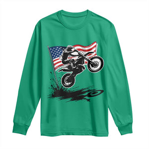 Dirt Bike American Flag Motocross Long Sleeve Shirt TS14 Irish Green Print Your Wear
