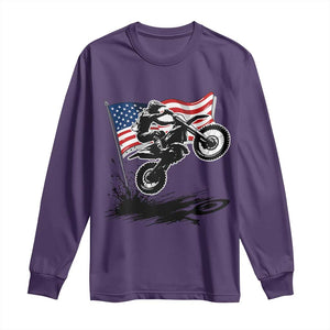 Dirt Bike American Flag Motocross Long Sleeve Shirt TS14 Purple Print Your Wear