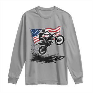 Dirt Bike American Flag Motocross Long Sleeve Shirt TS14 Sport Gray Print Your Wear