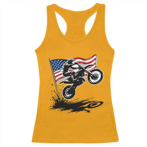 Dirt Bike American Flag Motocross Racerback Tank Top TS14 Gold Print Your Wear
