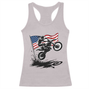 Dirt Bike American Flag Motocross Racerback Tank Top TS14 Ice Gray Print Your Wear