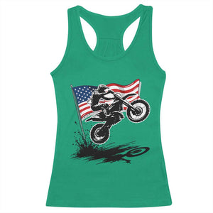 Dirt Bike American Flag Motocross Racerback Tank Top TS14 Irish Green Print Your Wear