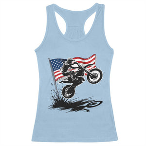 Dirt Bike American Flag Motocross Racerback Tank Top TS14 Light Blue Print Your Wear