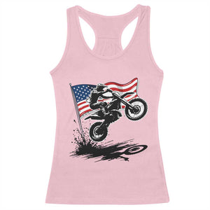 Dirt Bike American Flag Motocross Racerback Tank Top TS14 Light Pink Print Your Wear