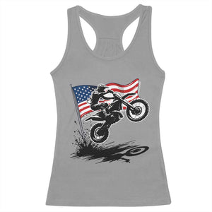 Dirt Bike American Flag Motocross Racerback Tank Top TS14 Sport Gray Print Your Wear