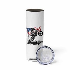 Dirt Bike American Flag Motocross Skinny Tumbler - Print Your Wear