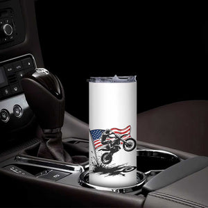 Dirt Bike American Flag Motocross Skinny Tumbler - Print Your Wear