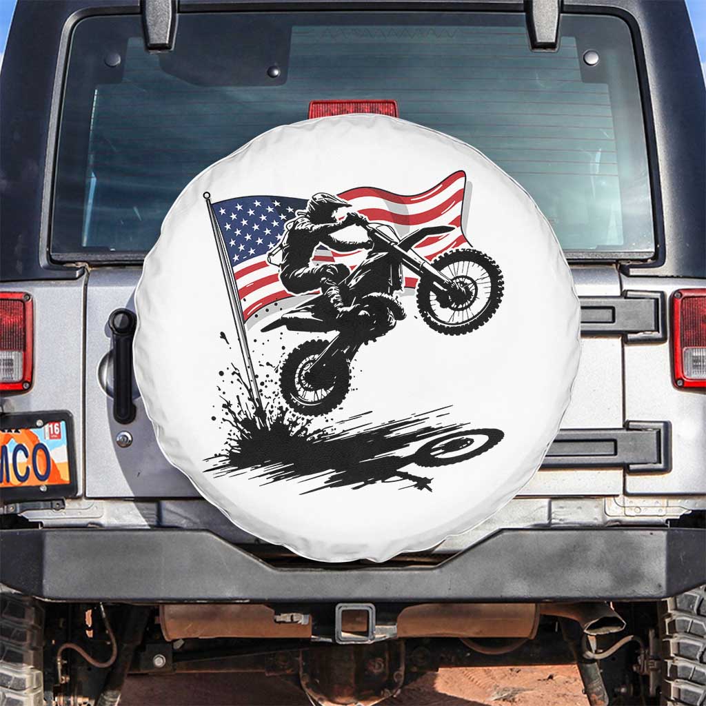 Dirt Bike American Flag Motocross Spare Tire Cover TS14 No hole White Print Your Wear