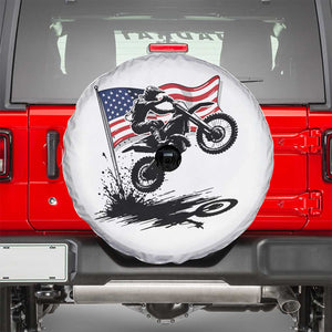 Dirt Bike American Flag Motocross Spare Tire Cover TS14 White Print Your Wear