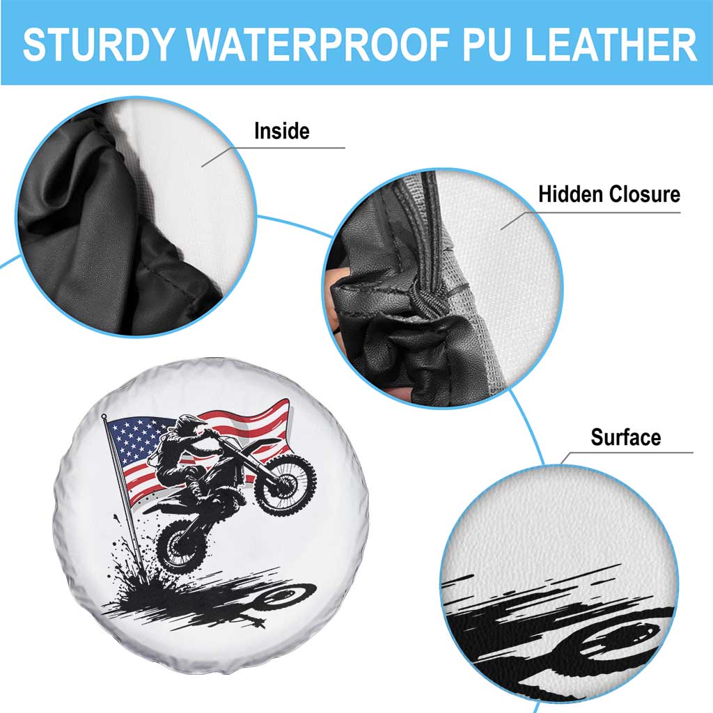 Dirt Bike American Flag Motocross Spare Tire Cover TS14 Print Your Wear