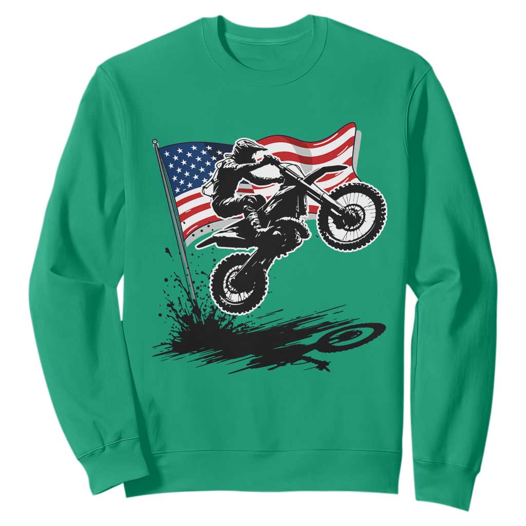 Dirt Bike American Flag Motocross Sweatshirt TS14 Irish Green Print Your Wear