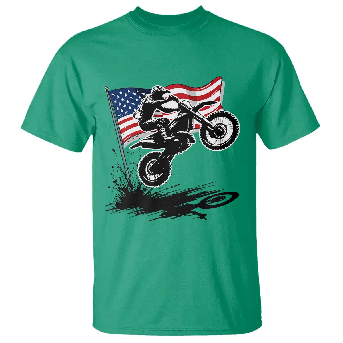 Dirt Bike American Flag Motocross T Shirt TS14 Irish Green Print Your Wear