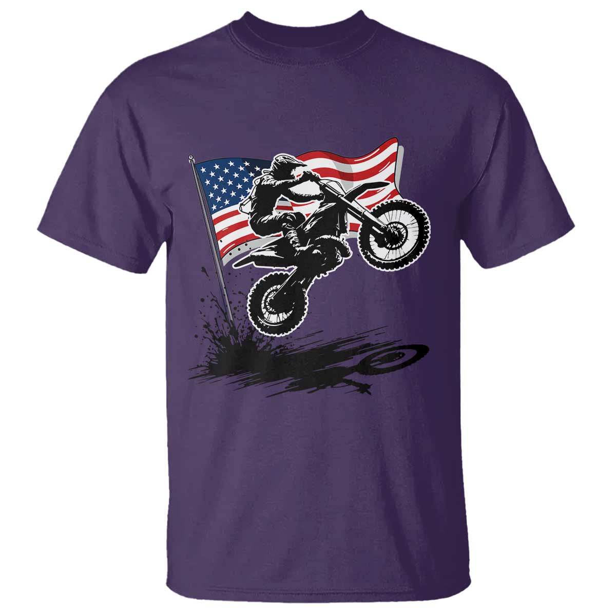 Dirt Bike American Flag Motocross T Shirt TS14 Purple Print Your Wear