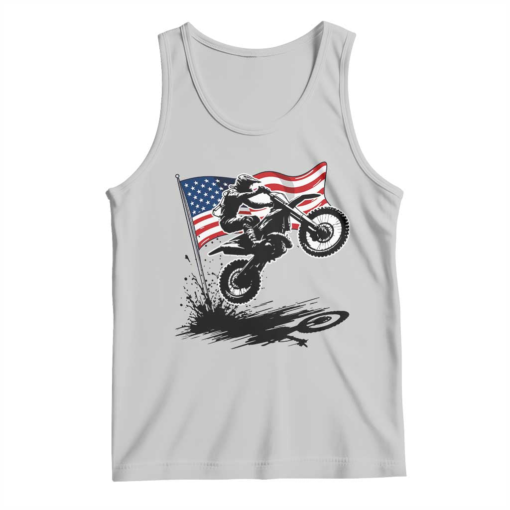 Dirt Bike American Flag Motocross Tank Top TS14 Ash Print Your Wear