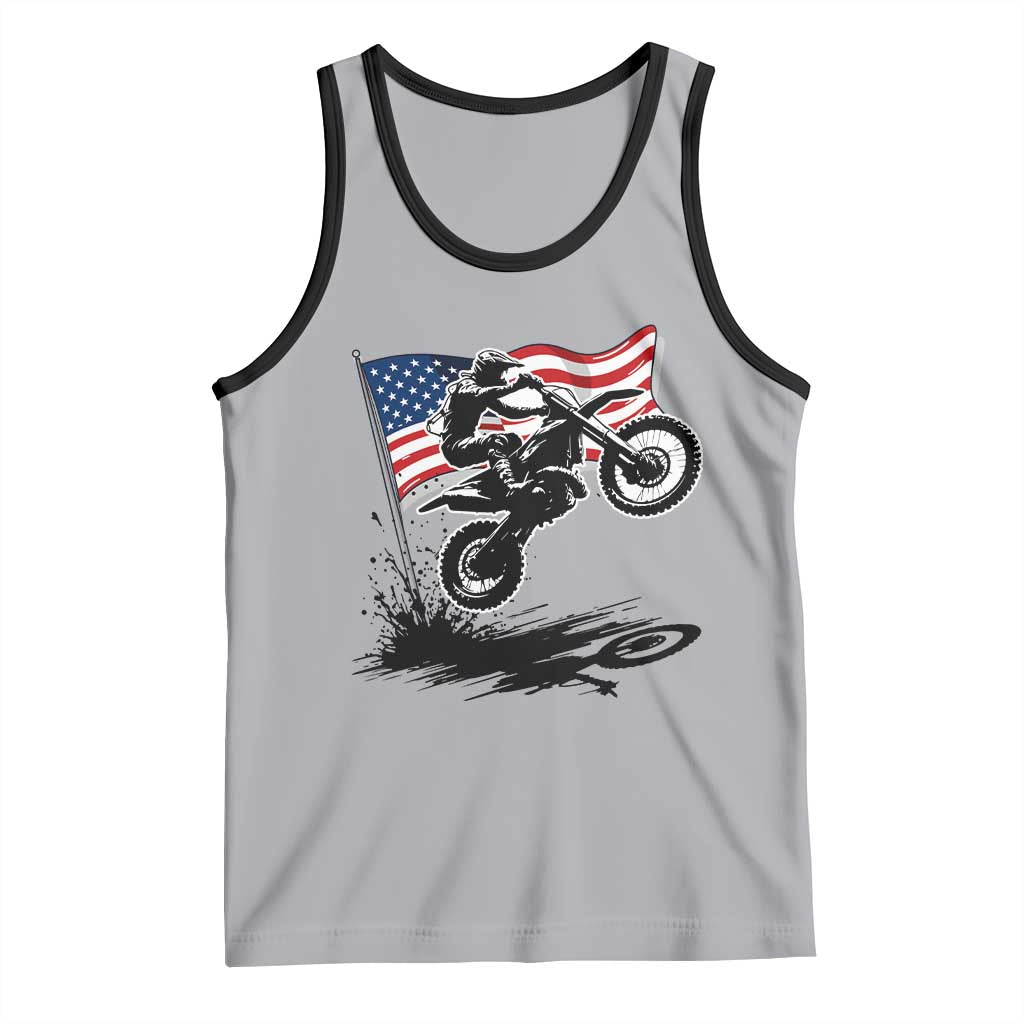Dirt Bike American Flag Motocross Tank Top TS14 Athletic Heather Black Print Your Wear