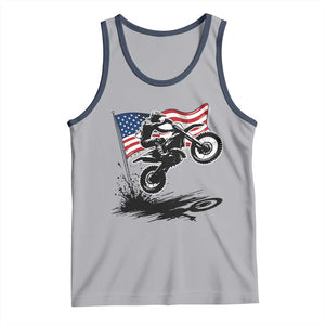 Dirt Bike American Flag Motocross Tank Top TS14 Athletic Heather Navy Print Your Wear