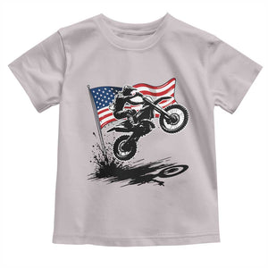 Dirt Bike American Flag Motocross Toddler T Shirt TS14 Ice Gray Print Your Wear