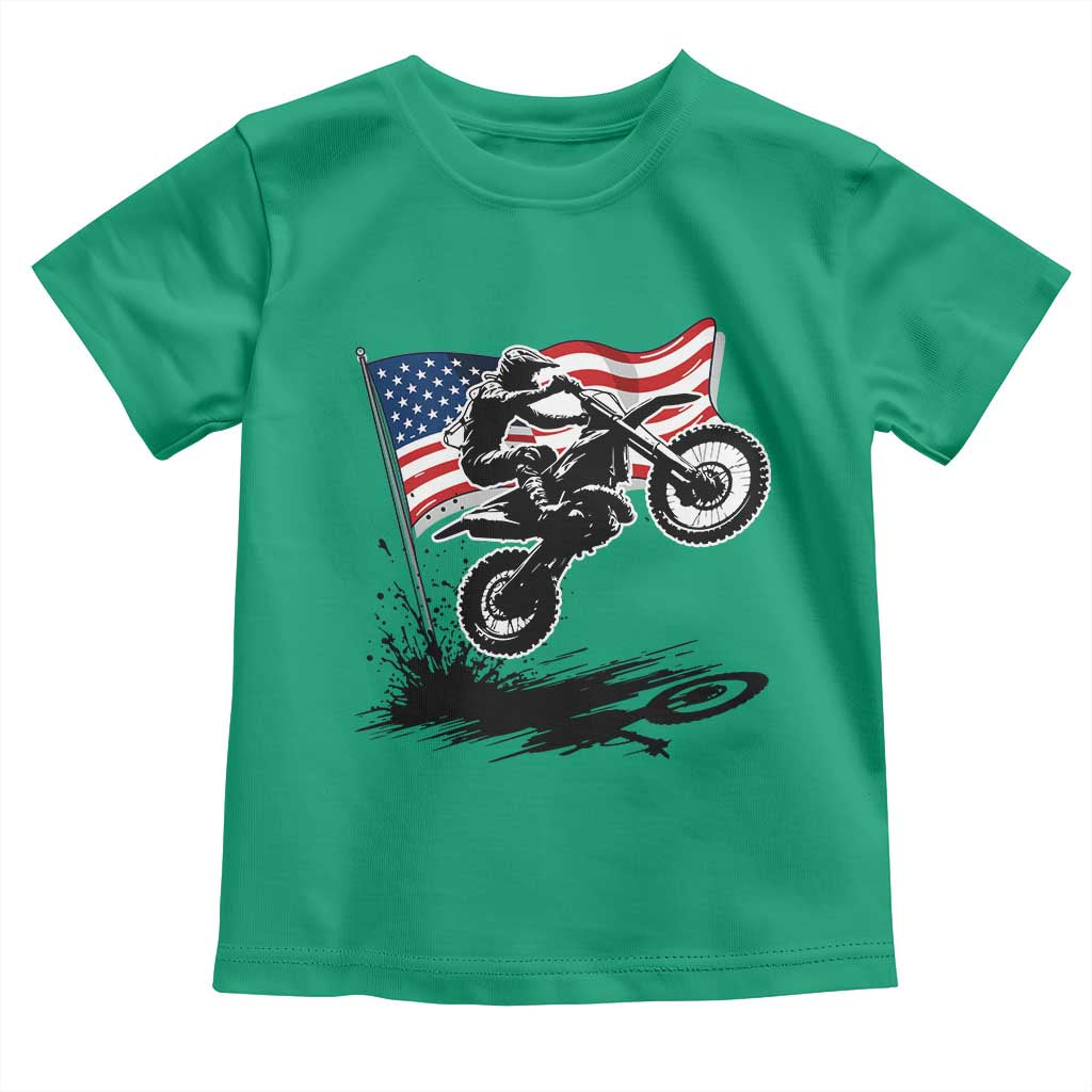Dirt Bike American Flag Motocross Toddler T Shirt TS14 Irish Green Print Your Wear