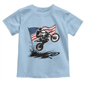 Dirt Bike American Flag Motocross Toddler T Shirt TS14 Light Blue Print Your Wear