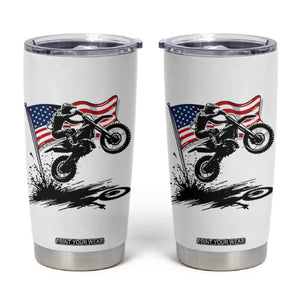 Dirt Bike American Flag Motocross Tumbler Cup TS14 White Print Your Wear