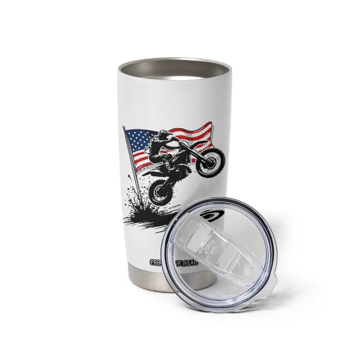 Dirt Bike American Flag Motocross Tumbler Cup TS14 Print Your Wear