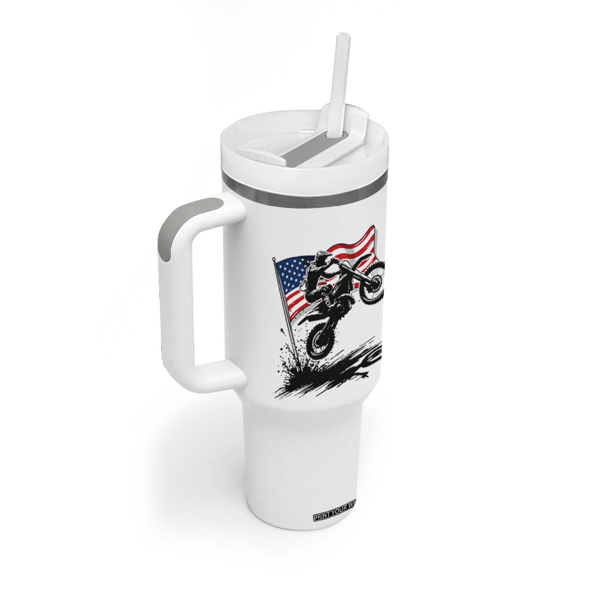 Dirt Bike American Flag Motocross Tumbler With Handle TS14 Print Your Wear