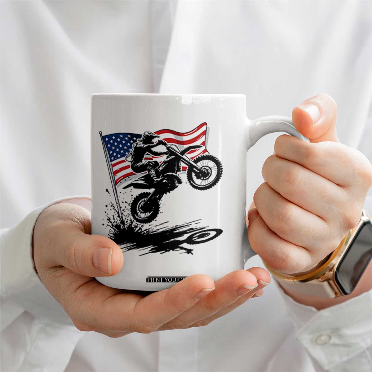 Dirt Bike American Flag Motocross Coffee Mug TS14 Print Your Wear