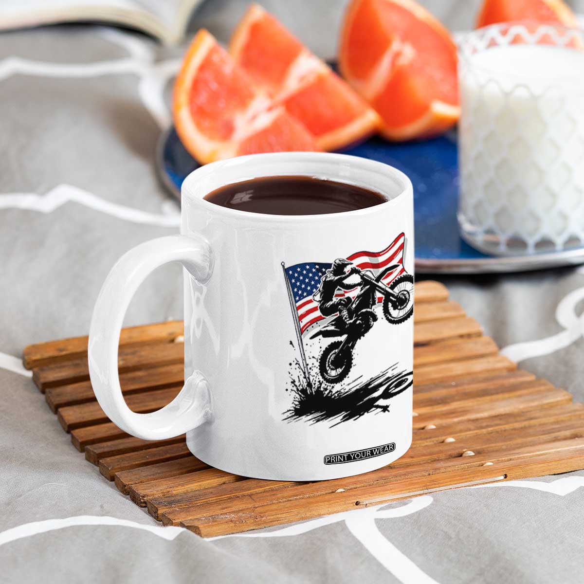 Dirt Bike American Flag Motocross Coffee Mug TS14 Print Your Wear