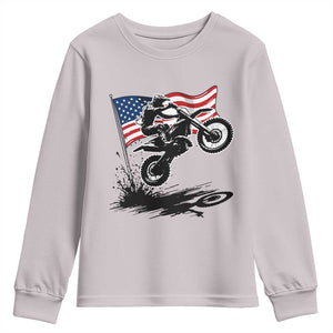 Dirt Bike American Flag Motocross Youth Sweatshirt TS14 Ice Gray Print Your Wear