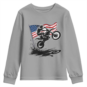 Dirt Bike American Flag Motocross Youth Sweatshirt TS14 Sport Gray Print Your Wear