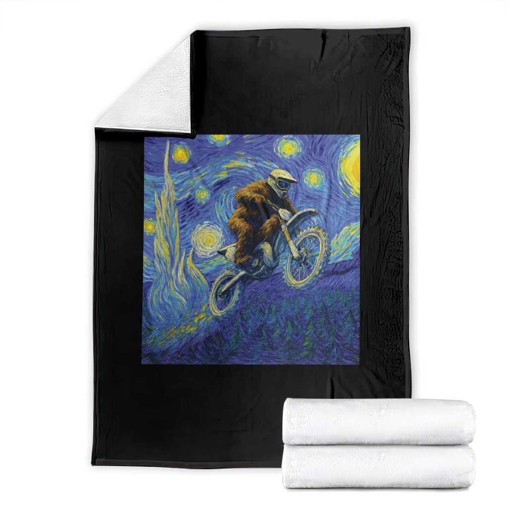 Bigfoot Dirt Bike Sasquatch Throw Blanket Starry Night Van Gogh Biker TS14 Black Print Your Wear