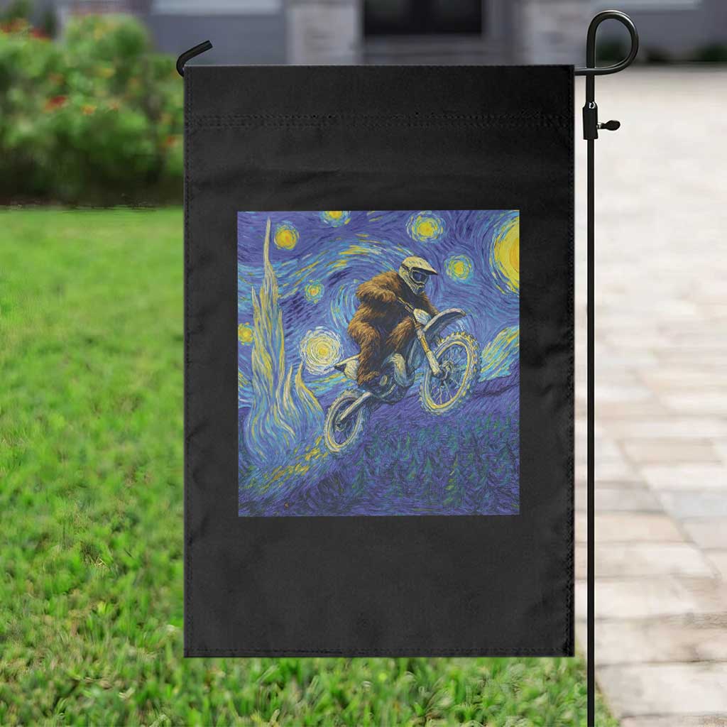 Bigfoot Dirt Bike Sasquatch Garden Flag Starry Night Van Gogh Biker TS14 Print Your Wear