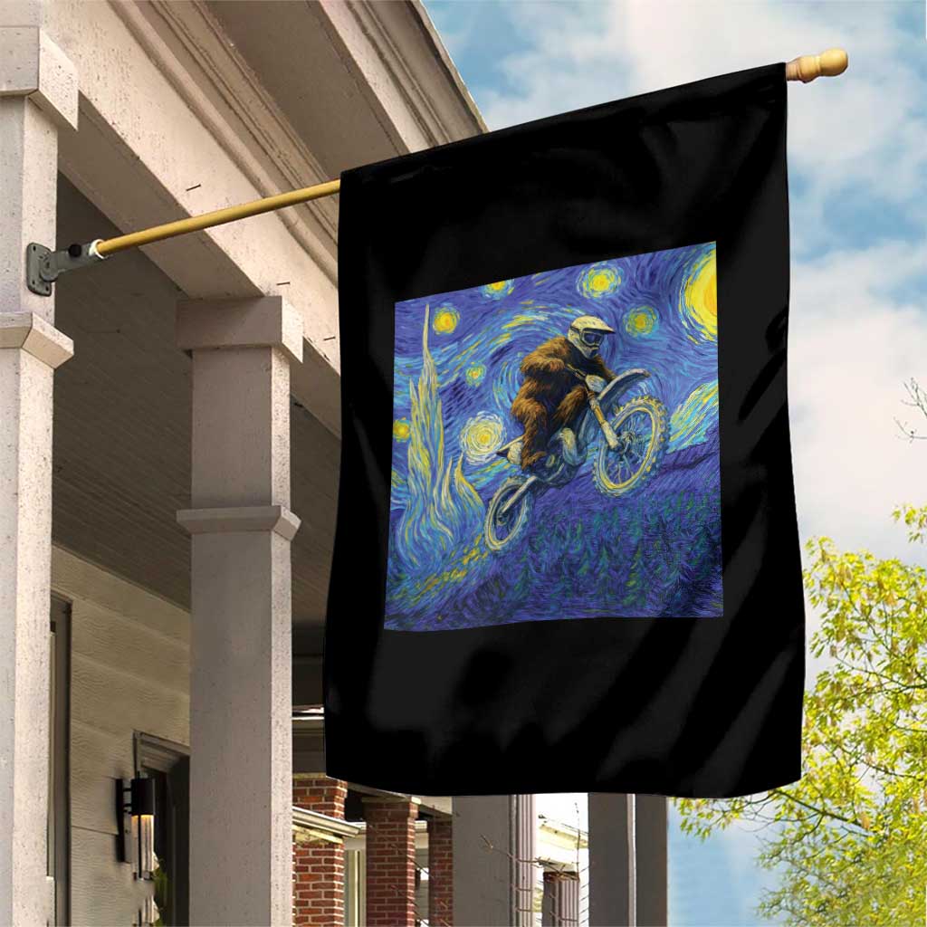 Bigfoot Dirt Bike Sasquatch Garden Flag Starry Night Van Gogh Biker TS14 Print Your Wear