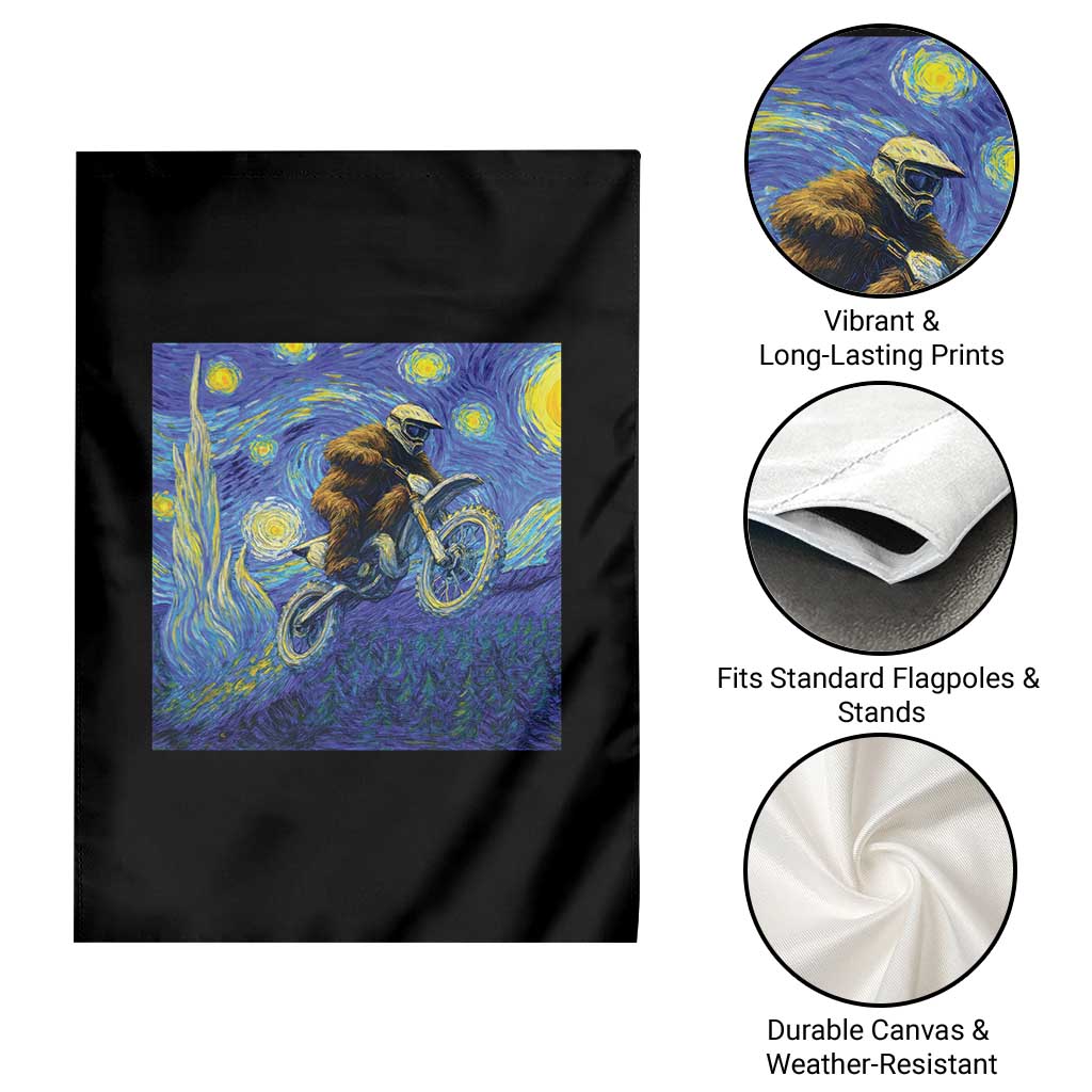 Bigfoot Dirt Bike Sasquatch Garden Flag Starry Night Van Gogh Biker TS14 Print Your Wear