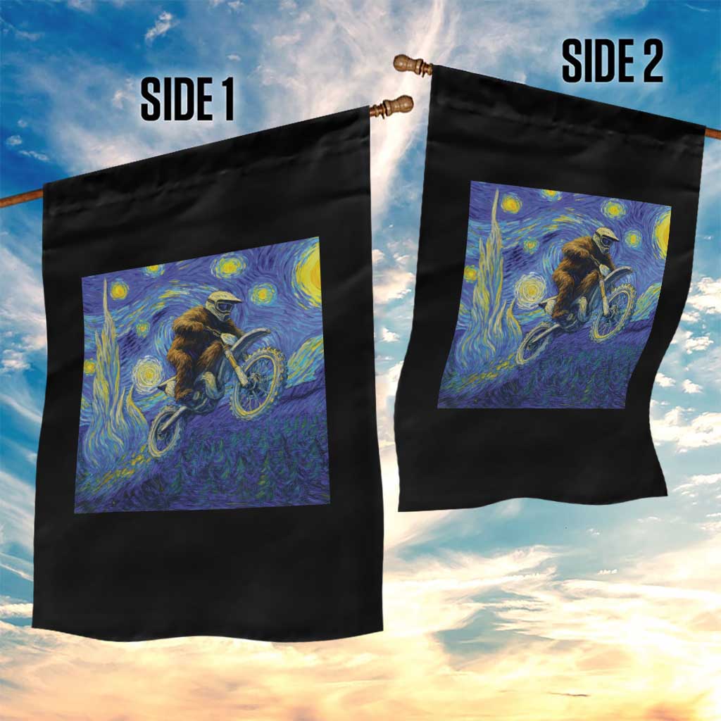 Bigfoot Dirt Bike Sasquatch Garden Flag Starry Night Van Gogh Biker TS14 Print Your Wear