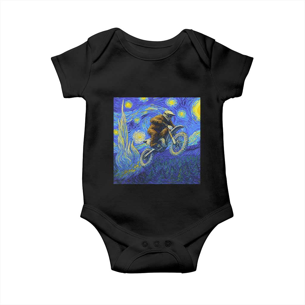 Bigfoot Dirt Bike Sasquatch Baby Onesie Starry Night Van Gogh Biker TS14 Black Print Your Wear
