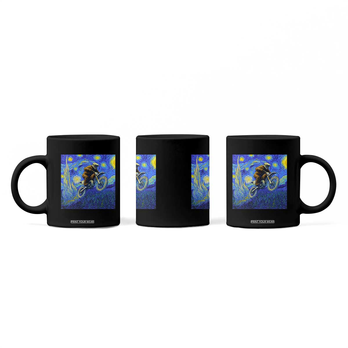 Bigfoot Dirt Bike Sasquatch Coffee Mug Starry Night Van Gogh Biker TS14 Print Your Wear