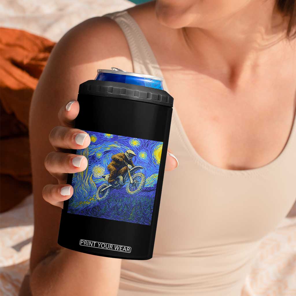 Bigfoot Dirt Bike Sasquatch 4 in 1 Can Cooler Tumbler Starry Night Van Gogh Biker TS14 Print Your Wear