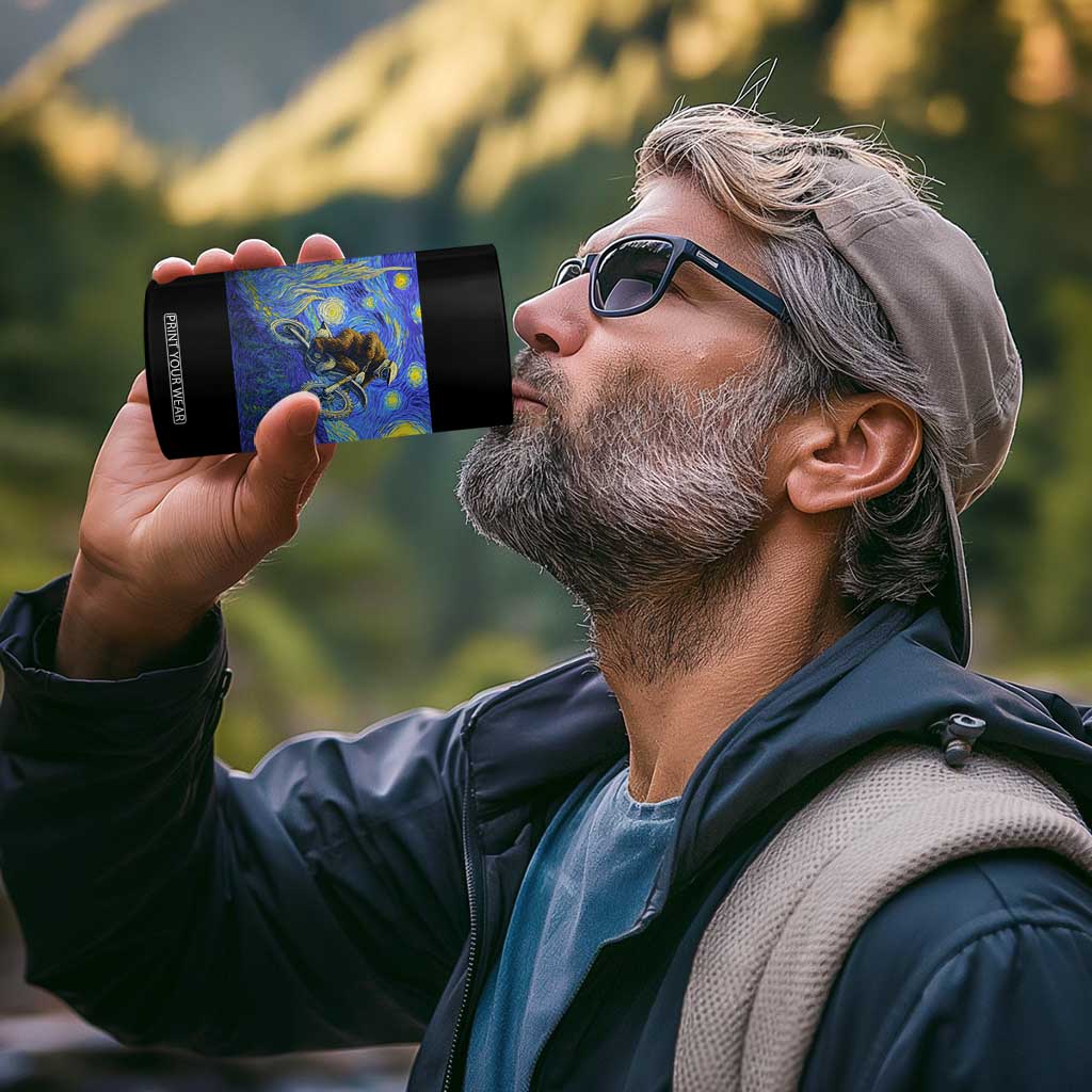 Bigfoot Dirt Bike Sasquatch 4 in 1 Can Cooler Tumbler Starry Night Van Gogh Biker TS14 Print Your Wear