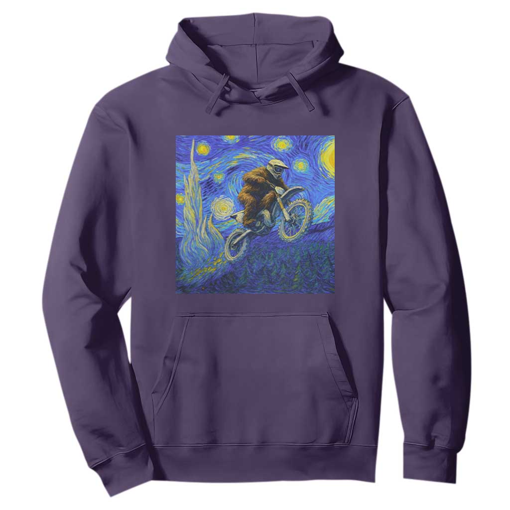 Bigfoot Dirt Bike Sasquatch Hoodie Starry Night Van Gogh Biker TS14 Purple Print Your Wear