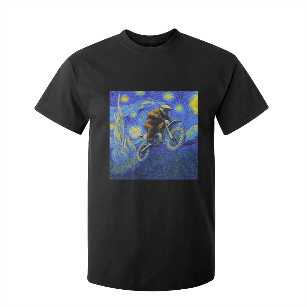 Bigfoot Dirt Bike Sasquatch T Shirt For Kid Starry Night Van Gogh Biker TS14 Black Print Your Wear