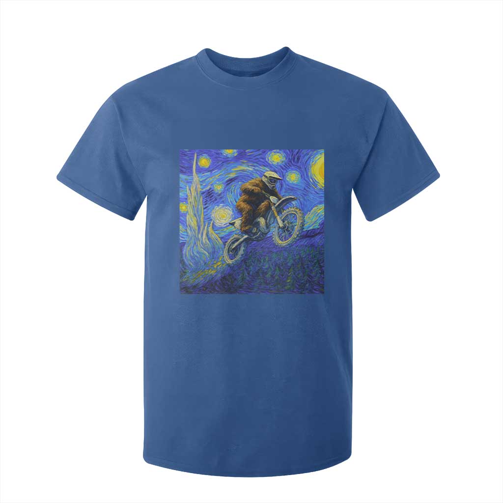 Bigfoot Dirt Bike Sasquatch T Shirt For Kid Starry Night Van Gogh Biker TS14 Royal Blue Print Your Wear