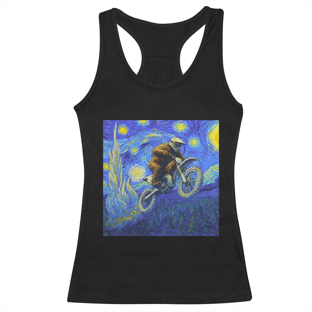 Bigfoot Dirt Bike Sasquatch Racerback Tank Top Starry Night Van Gogh Biker TS14 Black Print Your Wear
