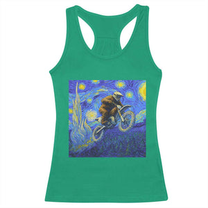 Bigfoot Dirt Bike Sasquatch Racerback Tank Top Starry Night Van Gogh Biker TS14 Irish Green Print Your Wear