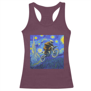 Bigfoot Dirt Bike Sasquatch Racerback Tank Top Starry Night Van Gogh Biker TS14 Maroon Print Your Wear