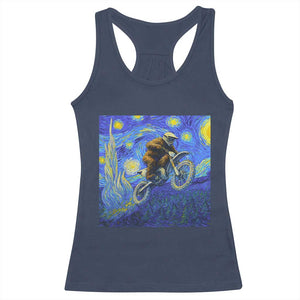 Bigfoot Dirt Bike Sasquatch Racerback Tank Top Starry Night Van Gogh Biker TS14 Navy Print Your Wear