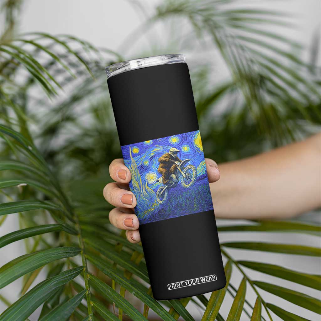 Bigfoot Dirt Bike Sasquatch Skinny Tumbler Starry Night Van Gogh Biker TS14 Print Your Wear